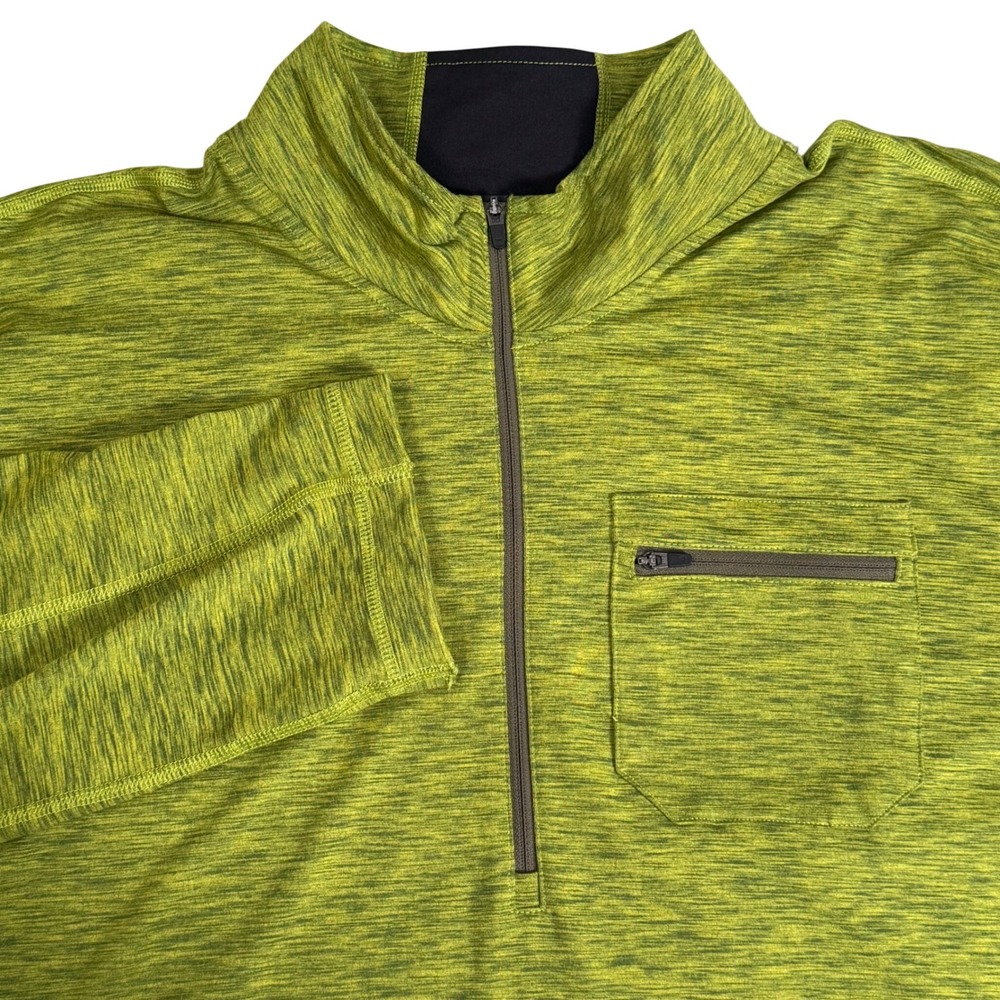 Prana Zylo Quarter Zip Pullover Lime Green Space Dye Breathe Mens XL M2ZYLO116